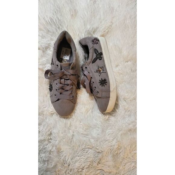 Women's embellished gray suede bling sneaker 7 - Picture 1 of 6